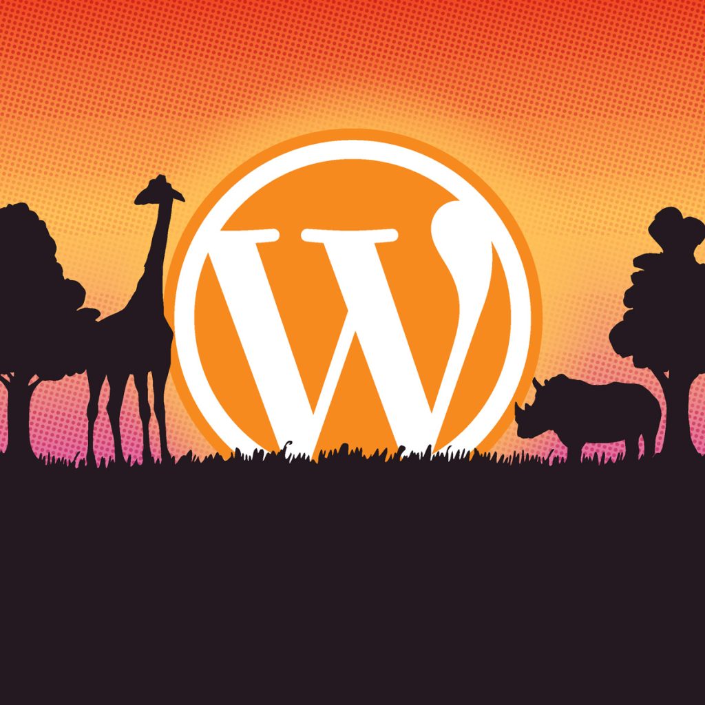 Beeldmerk van WordCamp Nederland 2022 met een giraf en neuwshoorn